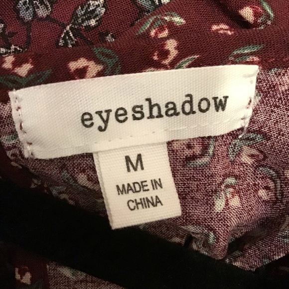 Eyeshadow Burgundy Floral Swing Dress, Size M - Picture 7 of 8